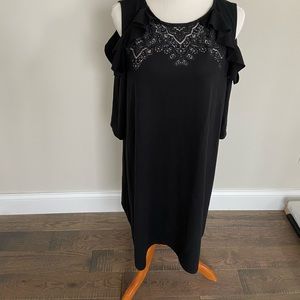 Black cold shoulder maternity dress-Isabel by Ingrid and Isabel